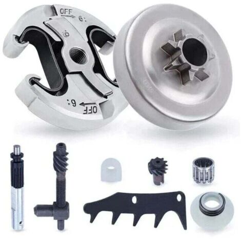 Pignon et Embrayage pour Husqvarna 345 445 340 450, Pignon de Chaîne .325'' Pas 6 Dents + Tambour d'embrayage + Roulement Pièces de Rechange Tronçonneuse Accessoire Kit 8 en 1
