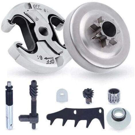 Pignon et Embrayage pour Husqvarna 345 445 340 450, Pignon de Chaîne .325'' Pas 6 Dents + Tambour d'embrayage + Roulement Pièces de Rechange Tronçonneuse Accessoire Kit 8 en 1