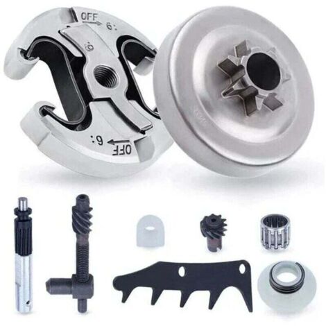 Pignon et Embrayage pour Husqvarna 345 445 340 450, Pignon de Chaîne .325'' Pas 6 Dents + Tambour d'embrayage + Roulement Pièces de Rechange Tronçonneuse Accessoire Kit 8 en 1