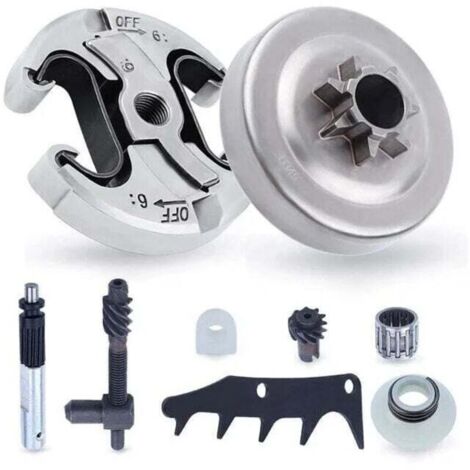 Pignon et Embrayage pour Husqvarna 345 445 340 450, Pignon de Chaîne .325'' Pas 6 Dents + Tambour d'embrayage + Roulement Pièces de Rechange Tronçonneuse Accessoire Kit 8 en 1