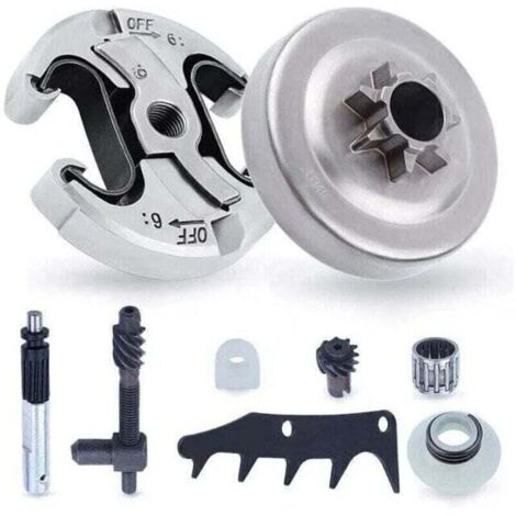 Pignon et Embrayage pour Husqvarna 345 445 340 450, XU, Pignon de Chaîne .325\'\' Pas 6 Dents + Tambour d\'embrayage + Roulement Pièces de Rechange Tronçonneuse Accessoire Kit 8 en 1 --Crezuo