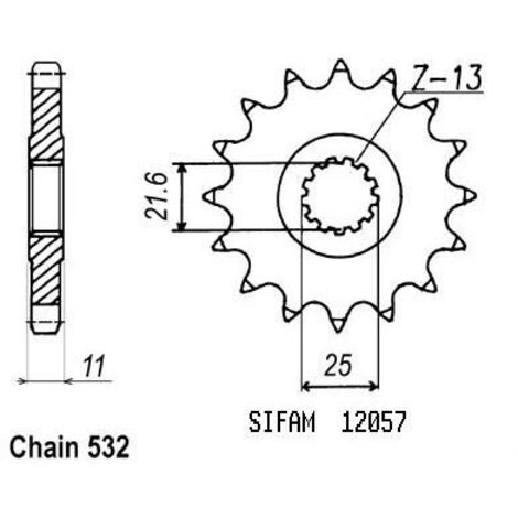 Pignon Fzr 1000 1987-1988 532 - Yzf 750 R 1993-1998 - 532 - 16 Dents - Similaire JTF584