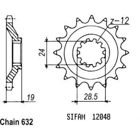 Pignon Gpz 1000 Rx 1986-1989 - 632 - 15 Dents - Similaire JTF524