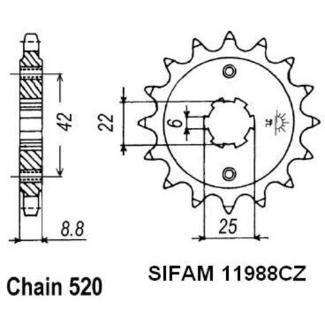 Pignon Honda - 520 - 16 Dents - Similaire JTF276 - Made in Germany