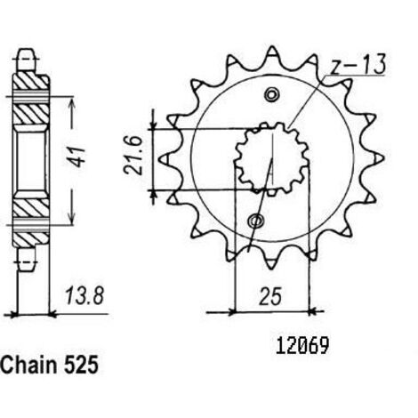 Pignon Honda - 525 - 16 Dents - Similaire JTF296 - Made in Germany