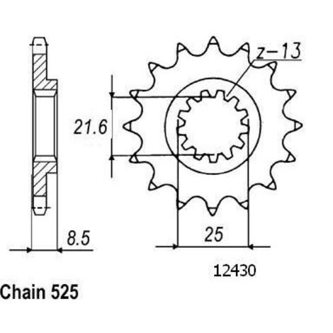 Pignon Kawasaki - 525 - 16 Dents - Similaire JTF1537 - Made in Germany