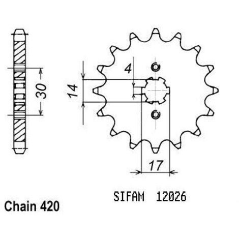 Pignon Kawasaki 80 Ae 1981-1989 - 80 Ar 1988-1993 - 420 - 15 Dents - Similaire JTF249