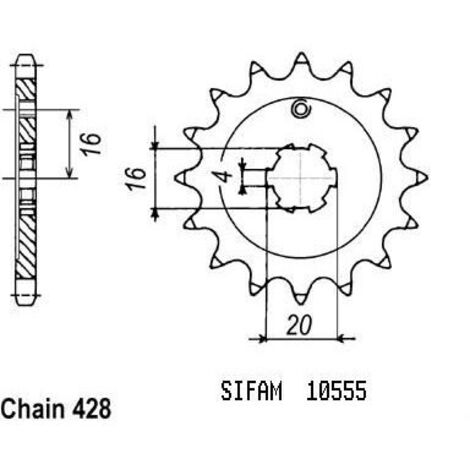 Pignon Kawasaki - 80 Kx 1991-2001 - 428 - 14 Dents - Similaire JTF555