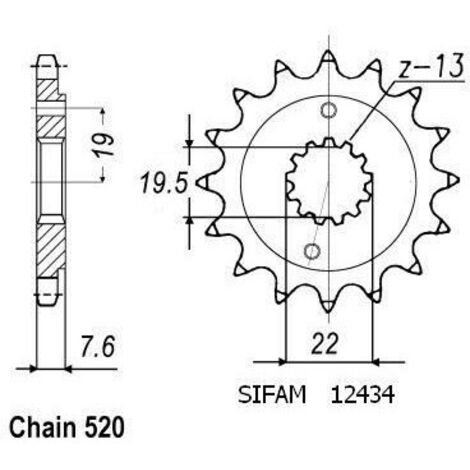 Pignon Kawasaki-Suzuki-Triton - 520 - 14 Dents - Similaire JTF1401 - Made in Germany