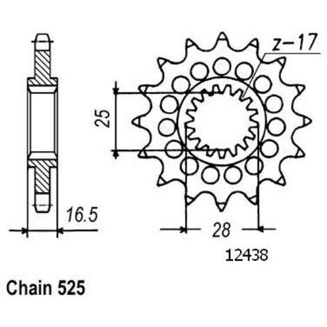 Pignon KTM - 525 - 17 Dents - Similaire JTF1904 - Made in Germany