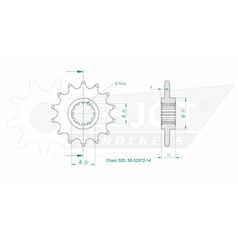 Pignon Lightweight - 520 - 14 Dents - Made in Germany
