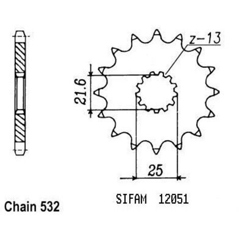 Pignon Suzuki - 532 - 15 Dents - Similaire JTF440 - Made in Germany