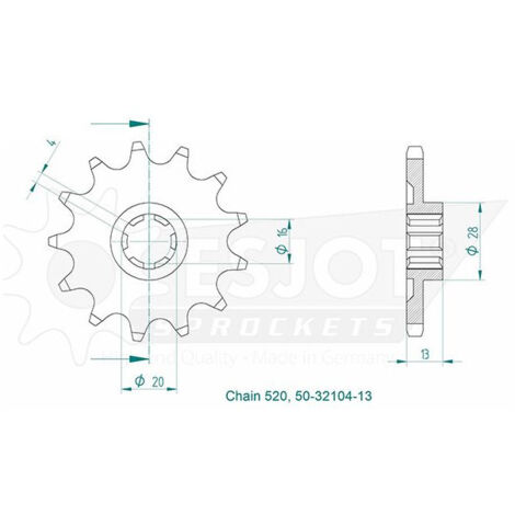 Pignon TM - 520 - 13 Dents - Made in Germany