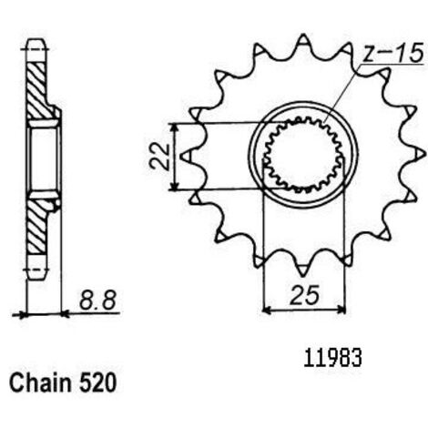 Pignon TT Beta-Husqvarna-KTM - 520 - 14 Dents - Similaire JTF1901 - Made in Germany