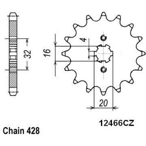 Pignon TT Beta-Yamaha - 428 - 14 Dents - Similaire JTF1550 - Made in Germany