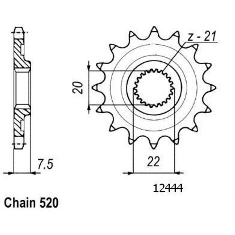 Pignon TT Honda - 520 - 13 Dents - Similaire JTF1323 - Made in Germany
