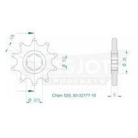 Pignon TT Sherco - 520 - 10 Dents - Made in Germany