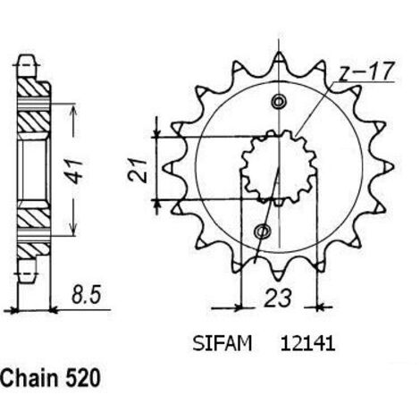 Pignon Xr 400 R 1996-2001 - 520 - 16 Dents - Similaire JTF1322