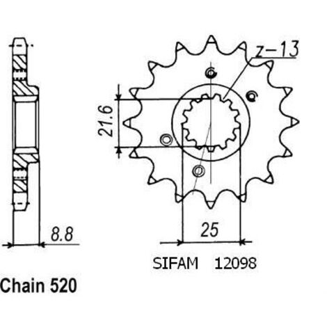 Pignon Xr 600 R 1991-2001 - 520 - 13 Dents - Similaire JTF309