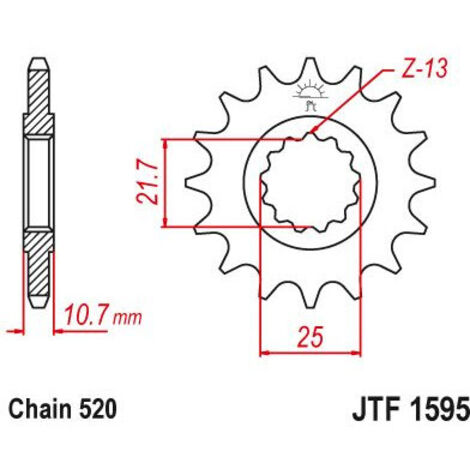Pignon Yamaha - 520 - 16 Dents - Similaire JTF1595 - Made in Germany