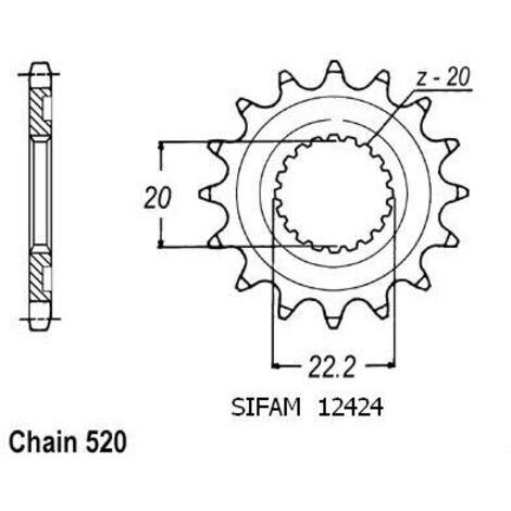 Pignon Yamaha Yzf/Wrf 250 2001-0 - 520 - 15 Dents - Similaire JTF1590