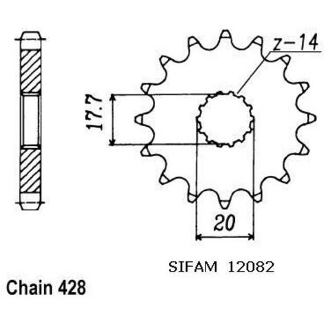 Pignon Yz 85 2001 - 428 - 12 Dents - Similaire JTF558