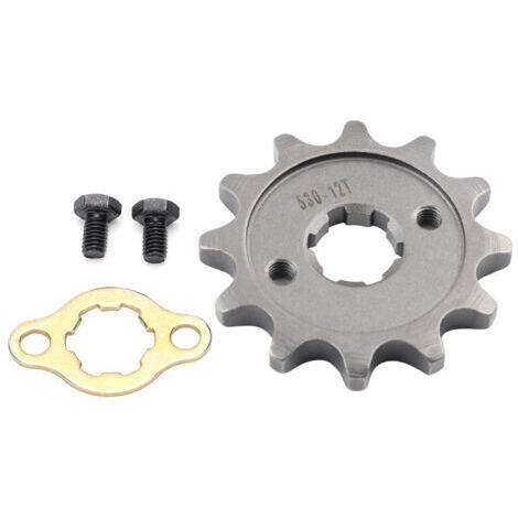 Pignone anteriore, 17 mm x 30 mm, pignone motore anteriore con accessorio di montaggio, 12 denti in lega d'acciaio, adatto come ricambio per catena 530
