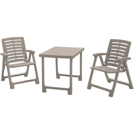 Pik-Nik Pack Salon de Jardin Style Moderne en Marron avec Table Pliante et 2 Chaises Pliantes d'Extérieur