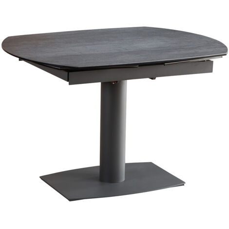 PIKAM - Table de Repas Allongeable Céramique Gris Anthracite