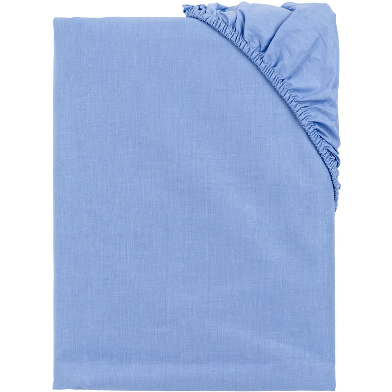 

Pikolin Home - Sábana bajera ajustable de 100% algodón transpirable 150x200cm , Cama de 150 , Azul claro