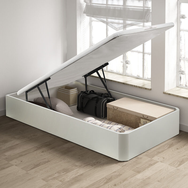 

I Canapé abatible color Blanco 80x182, fácil apertura, capacidad de almacenaje, tapa 3D Transpirable, incluye subida a domicilio, desembalaje,