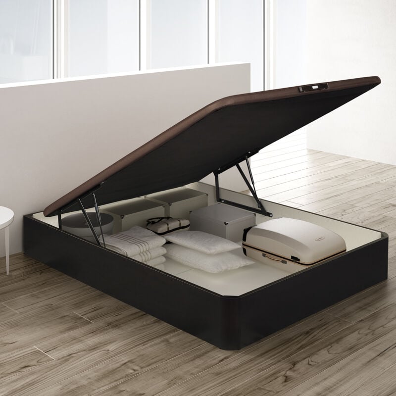 

I Canapé abatible color Wengue 135x200, fácil apertura, capacidad de almacenaje, tapa 3D Transpirable, incluye subida a domicilio, desembalaje,