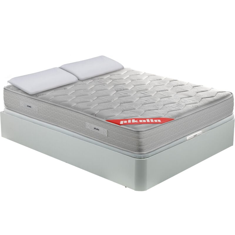 

I Pack Colchón viscoelástico Espuma HR 135x190+ canapé Base abatible Blanco y 2 almohadas de fibra - Pikolin