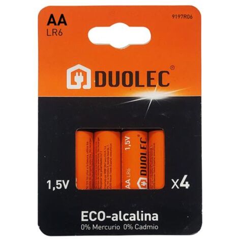 Pila alcalina Duolec AA LR06 1,5 V. 4 unid. -