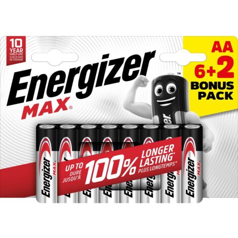 Pila alcalina max lr6 aa pack 6+2 energizer