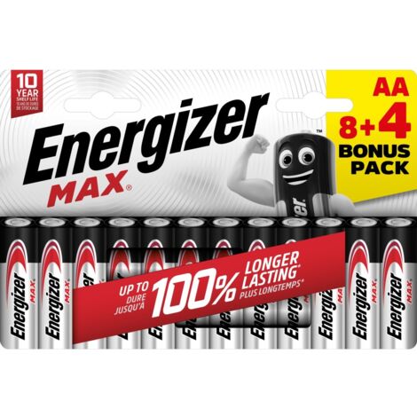 Pila alcalina max lr6 aa pack 8+4 energizer