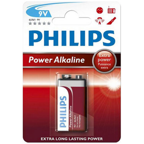 Pila alcalina Philips "Power Alkaline" 6LR61 de 9V