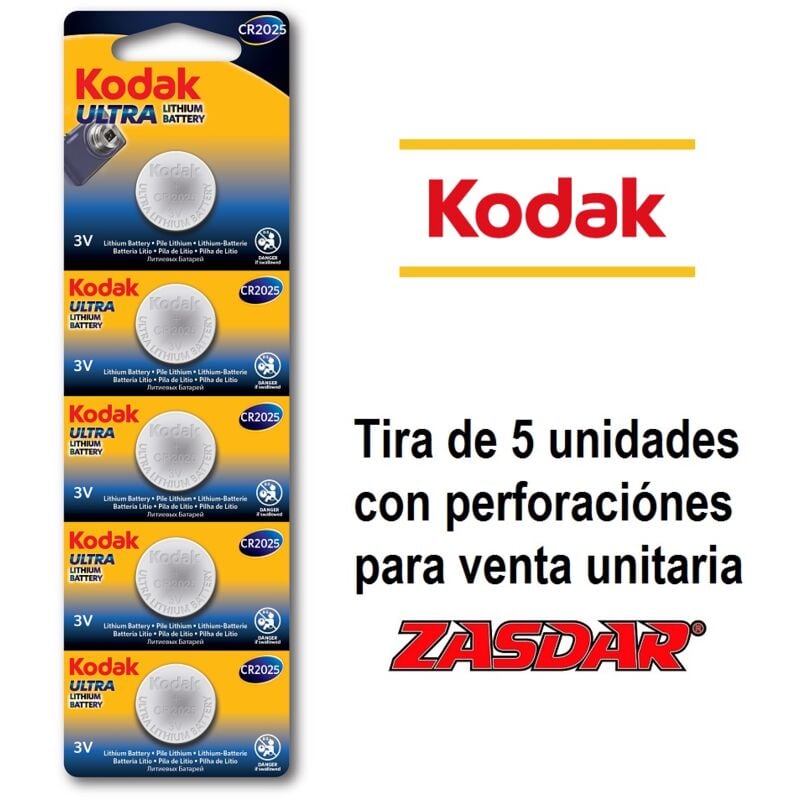 

Kodak - Pila Boton Ultra CR2025 (pack 5 Unid. Blister)