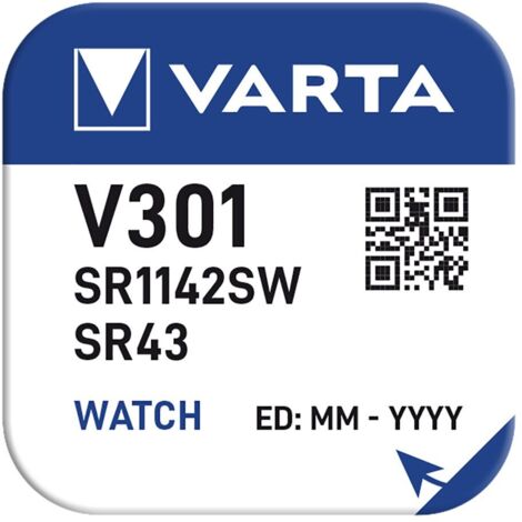 Pila de botón sr43 - v301 Varta 82mah blíster 1 unid ø11.6x4.2mm