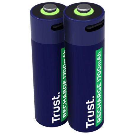 Pila Ecargable Trust Usb-c Aa 1700 Mah Pack De Dos Unidades 25584