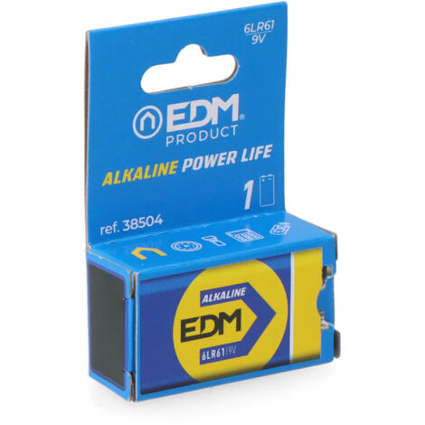 Pila edm alkalina long life 6lr61 - 9v (blister 1 unid.) 26,5x17,5x48,5mm