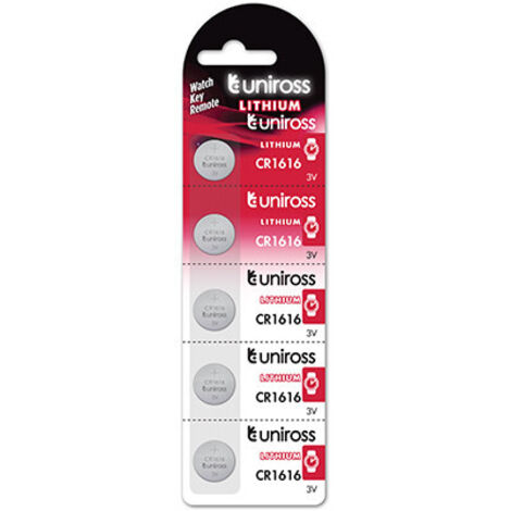 Pila Litio Cr1616 Uniross 3vdc 55mah (blister 5 Unidades) Cr1616/uniross