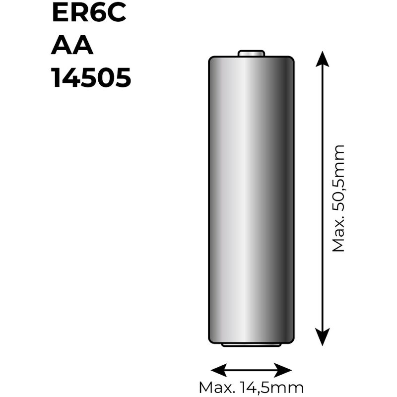 

Pila litio er6c - aa 3,6v (mod. 14505) 2700ma ø14,5x50,5mm - Saft