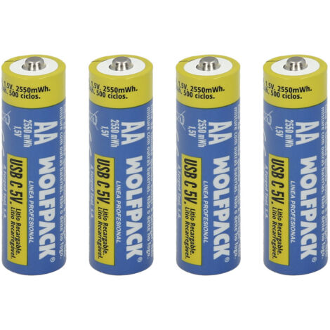 Pila Litio Recargable AA 1,5V USB-C (4 Unidades)