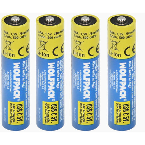 Pila Litio Recargable "AAA" 1,5V USB-C (4 Unidades)