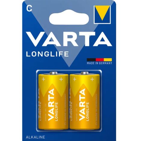 PILA MEZZA TORCIA LONGLIFE 'LR14' Pz 2 - 1,5 V - C- 6 confezione  - VARTA
