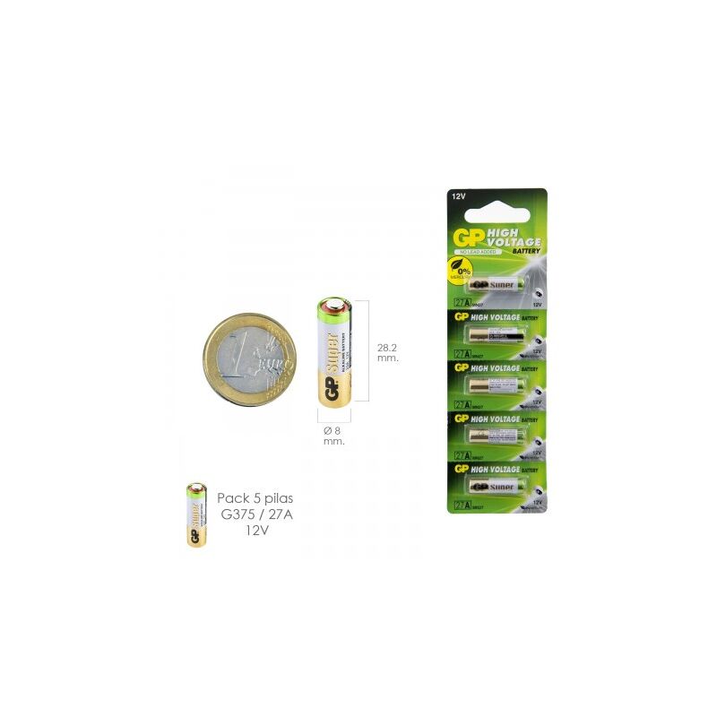 

Pila alcalina g375/ 27a 12 v. sin mercurio (blister 5 piezas)