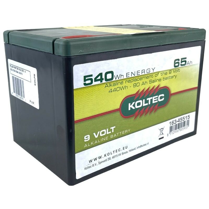 

Pila Alcalina Para Pastor de 9V 540Wh 65Ah - Koltec