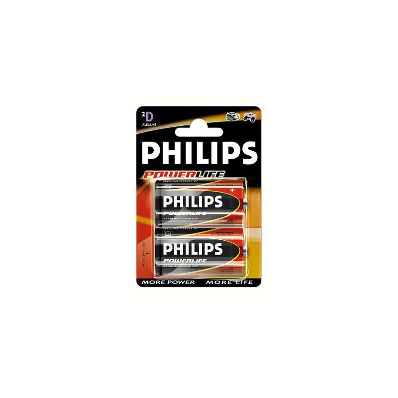 

Pila LR20 D Alcalina PHILIPS POWER 1,5V ( Blister 2 Pilas)