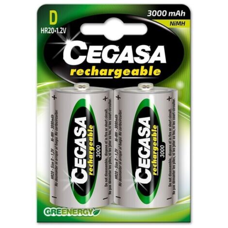 Pila Recarga CEGASA Tipo D HR20 3000 mAh BL2